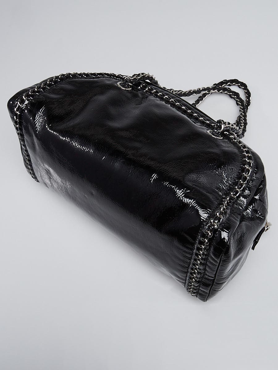 Luxe Ligne Bowler Shoulder bag in Patent leather, Silver Hardware