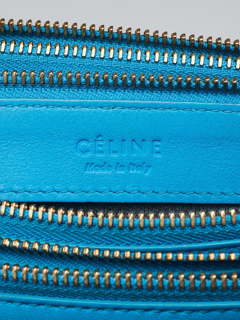 Celine Turquoise Lambskin Leather Large Trio Crossbody Bag