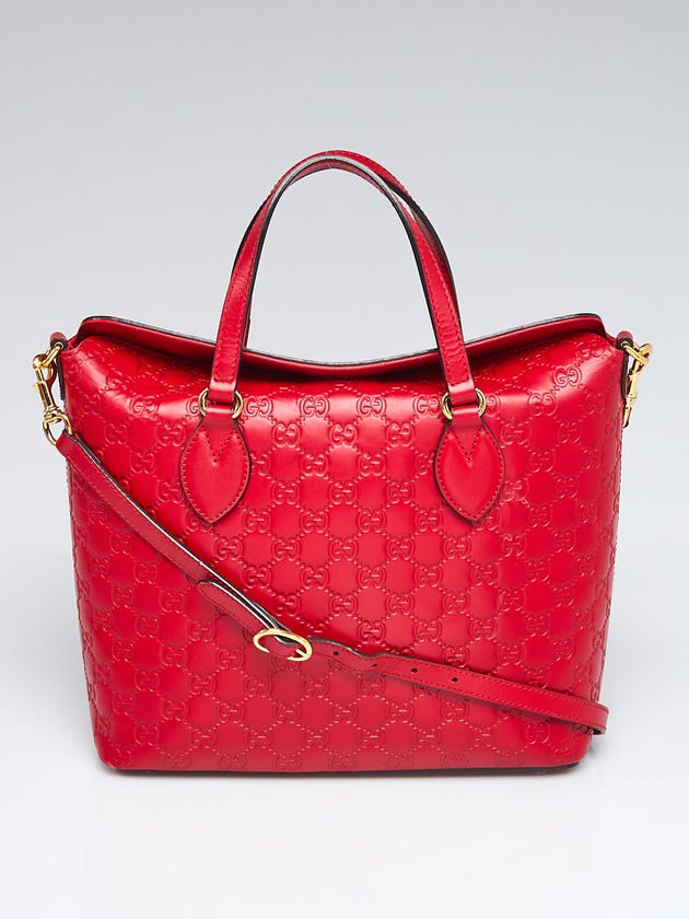 Gucci Red Guccissima Leather Foldover Linea Bag
