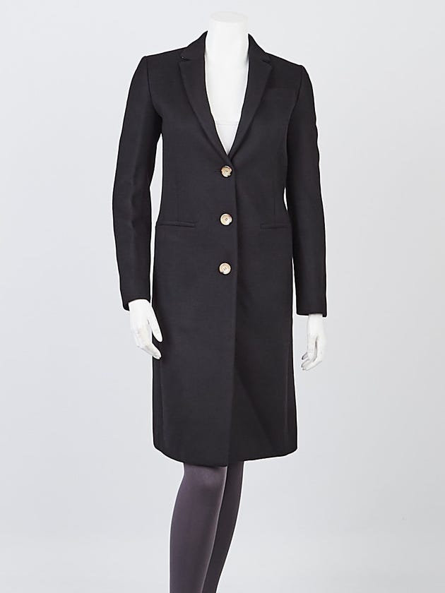 Gucci Black Wool Blend Long Coat Size 2/36