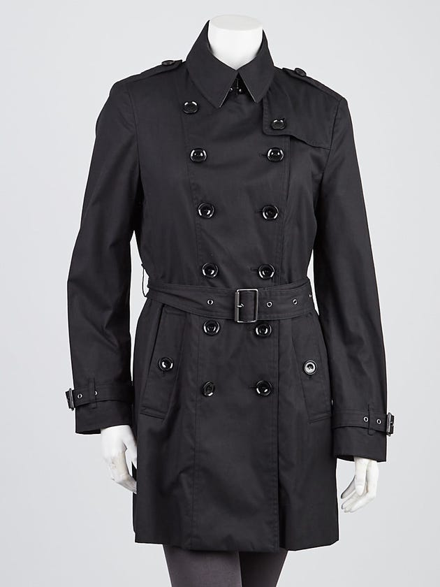 Burberry Britt Black Cotton Double Breasted Trench Coat Size 8/42
