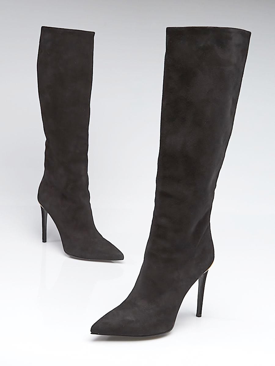 Louis Vuitton Black Suede High Heel Boots