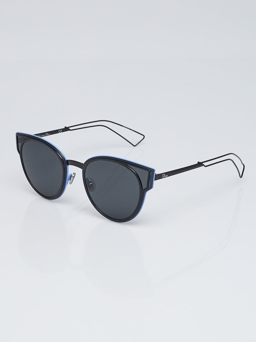 Christian Dior Silvertone Metal and Blue Acetate Frame Sculpt Sunglasses Yoogi s Closet