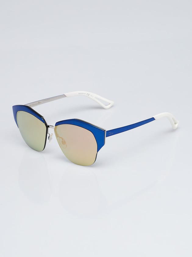 Christian Dior Silvertone/Blue Metal Frame Mirrored Sunglasses