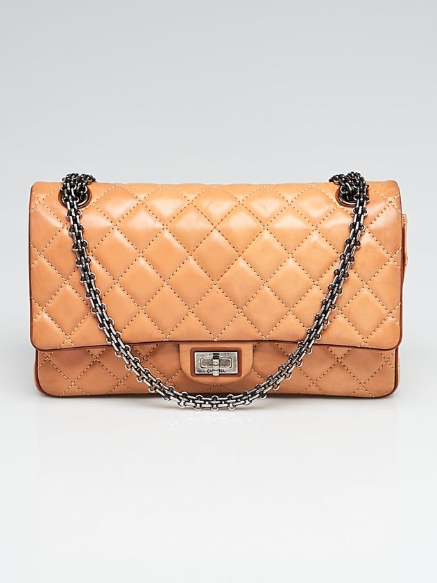 Chanel Beige/Brown 2.55 Reissue Quilted Calfskin Leather Classic 226 Flap Bag