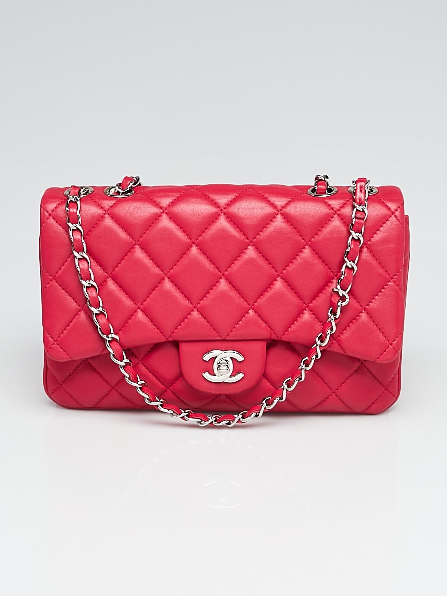 Chanel Fuchsia Quilted Lambskin Leather 3 Accordion Medium Flap