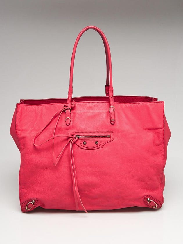 Balenciaga Rose Thulian Calfskin Leather Papier A4 Tote Bag