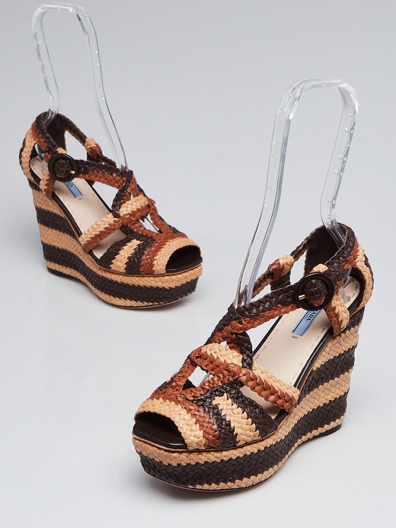 Louis Vuitton Boundry Wedge Sandals Rafia/Leather