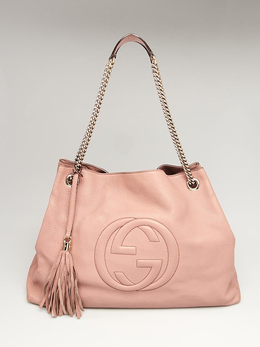 Gucci Pink Pebbled Leather Soho Chain Tote Bag Yoogi s Closet