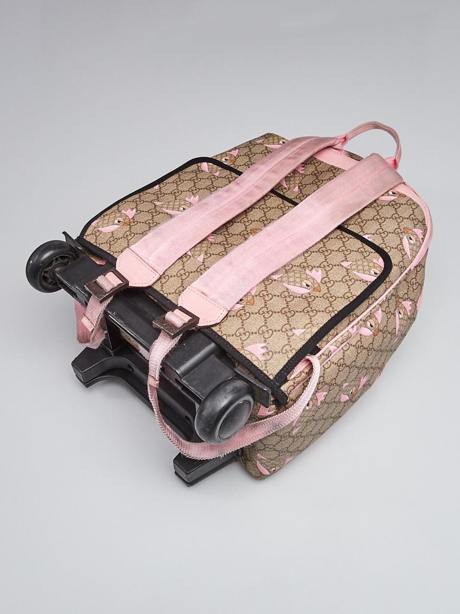 Gucci Beige/Pink GG Coated Canvas Zoo Backpack Trolley Bag - Yoogi's Closet