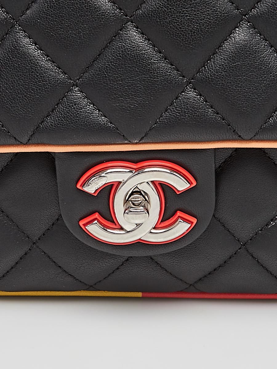 Chanel Black Multicolor Quilted Lambskin Leather Jumbo Single Flap