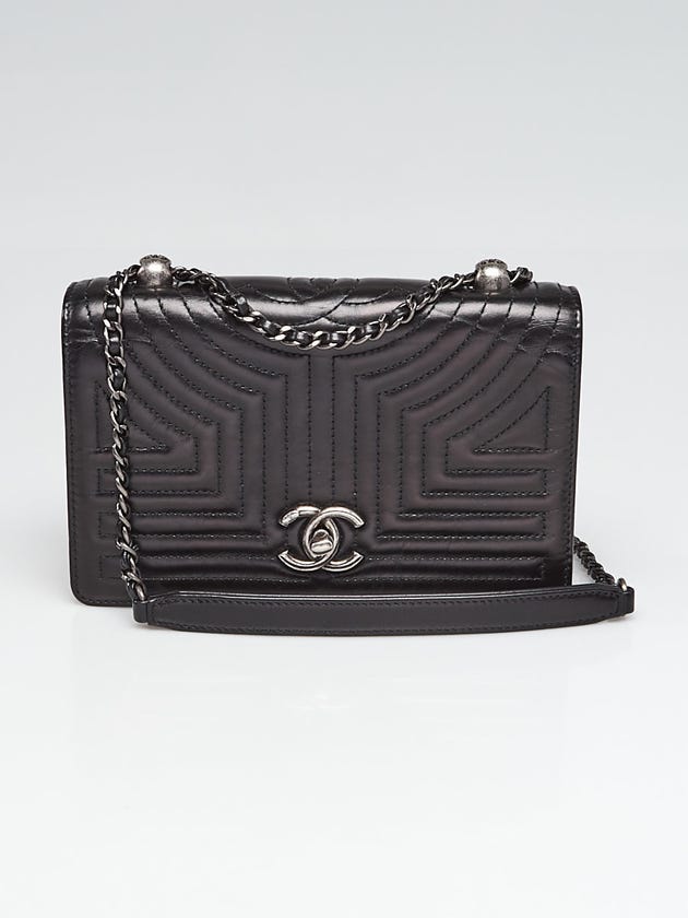 Chanel Black Geo Quilted Leather Small Chain Shoulder Bag