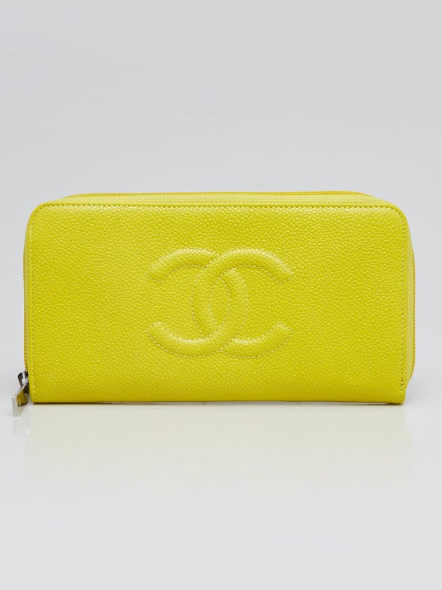 Chanel Caviar Yellow Caviar Leather Timeless L-Gusset Zippy Wallet