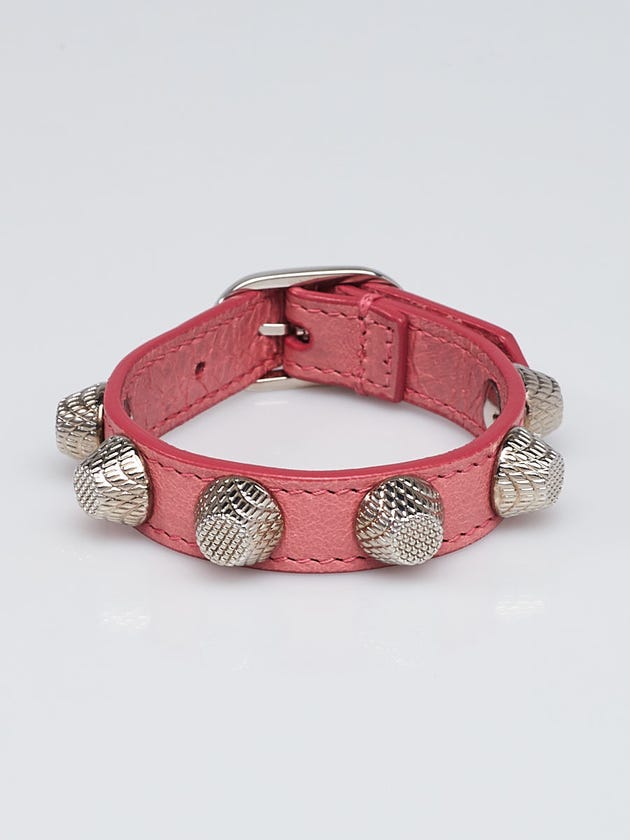 Balenciaga Rose Bombon Leather Giant Silvertone Bracelet