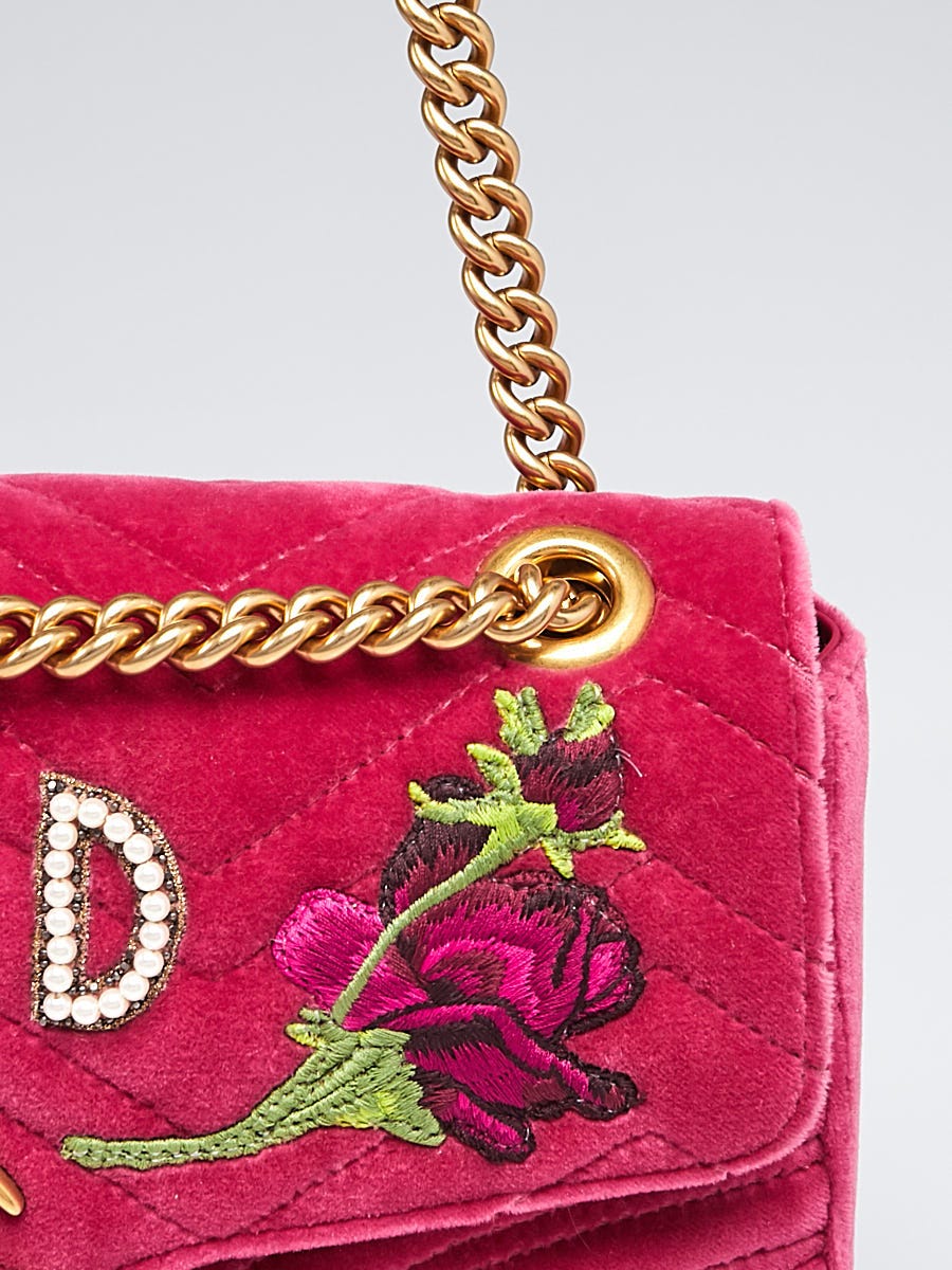 GUCCI Purple Quilted Velvet Embroidered LOVED Medium Marmont Bag -  MyDesignerly