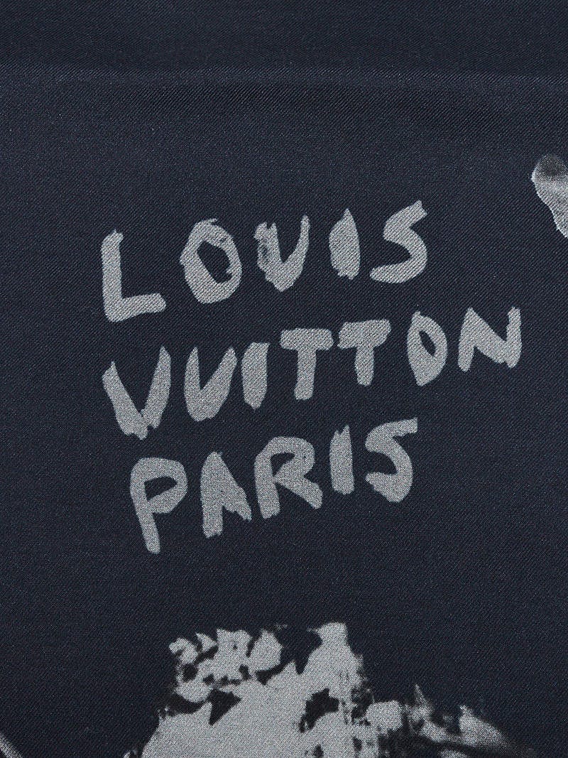 Louis Vuitton grey Cotton-Silk Portrait Scarf