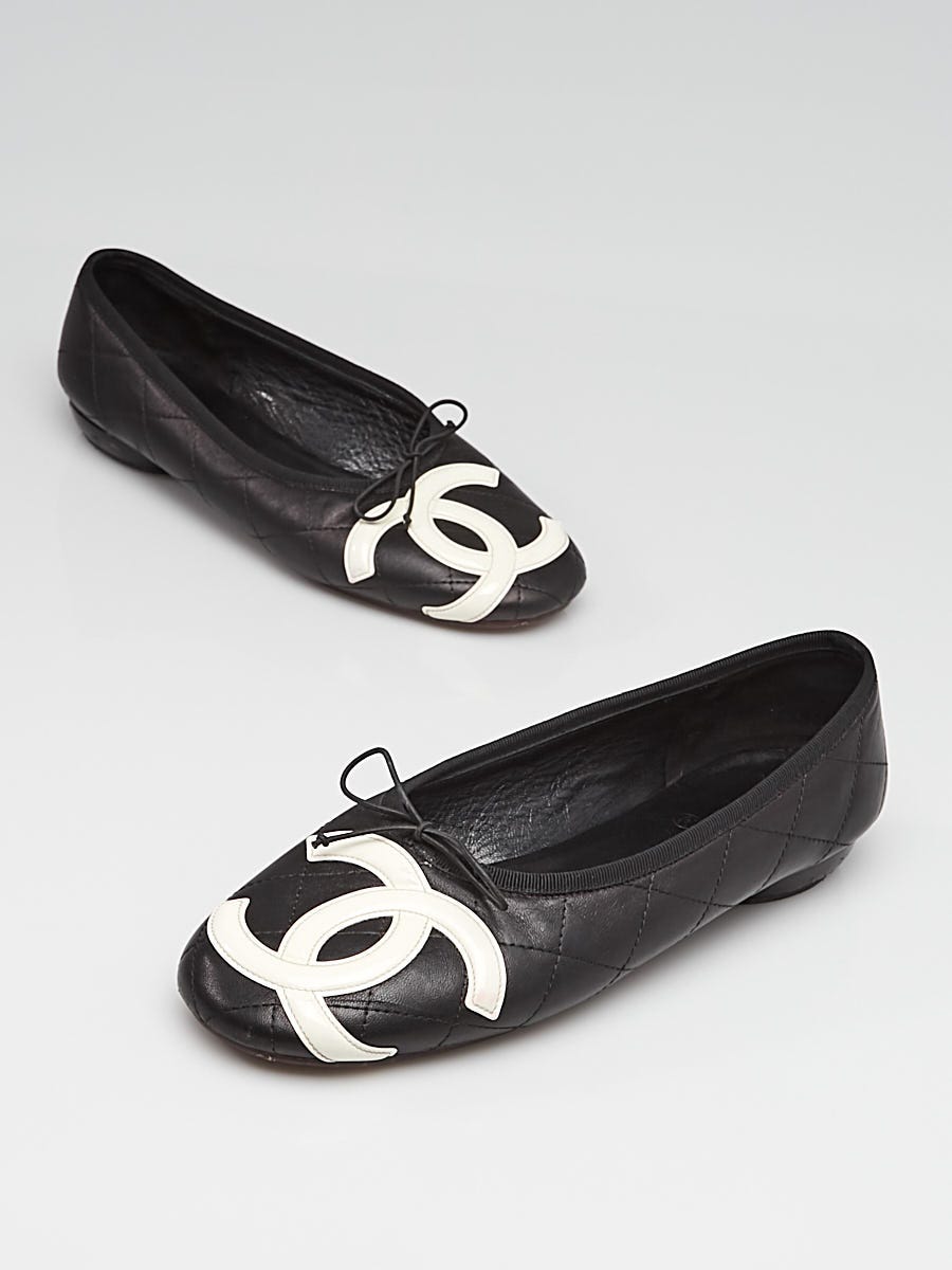 Forretningsmand Enhed karakterisere Chanel Black Quilted Leather Cambon Ballet Flats Size 7.5/38 - Yoogi's  Closet