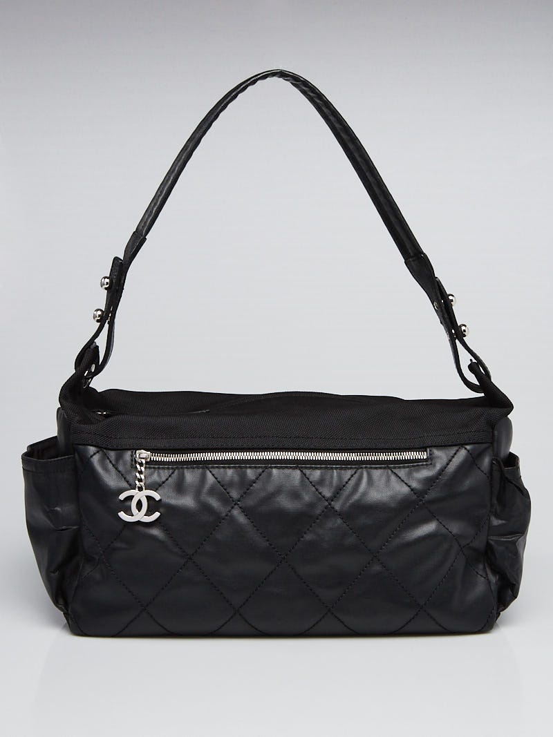 Chanel Black Coated Canvas Paris Biarritz Large Shoulder Bag - Yoogi's  Closet