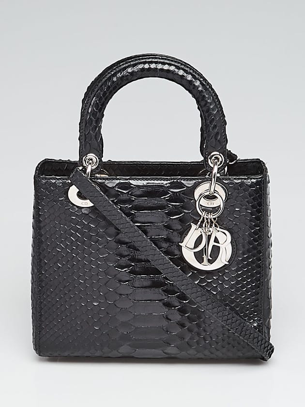 Christian Dior Black Python Medium Lady Dior Bag