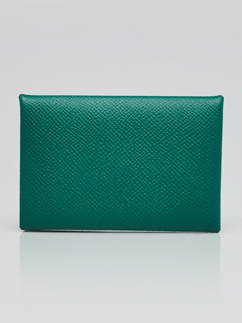 Hermes Vert Vertigo Epsom Leather Calvi Card Case - Yoogi's Closet