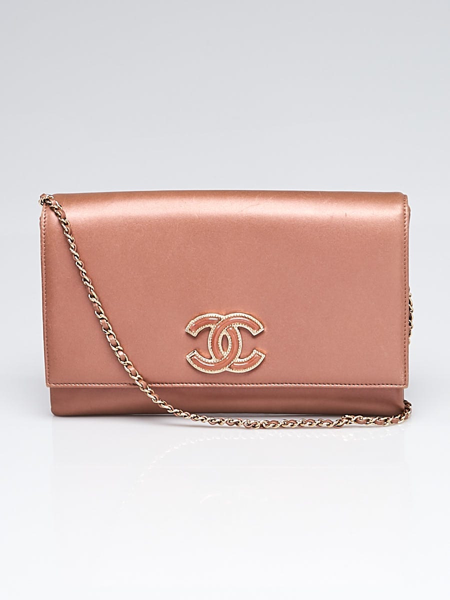 Chanel Bronze Leather Enamel CC Chain Clutch Bag