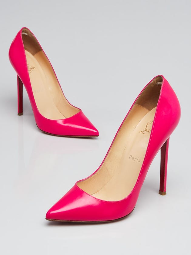 Christian Louboutin Hot Pink Patent Leather Pigalle 120 Pumps Size 7.5/38