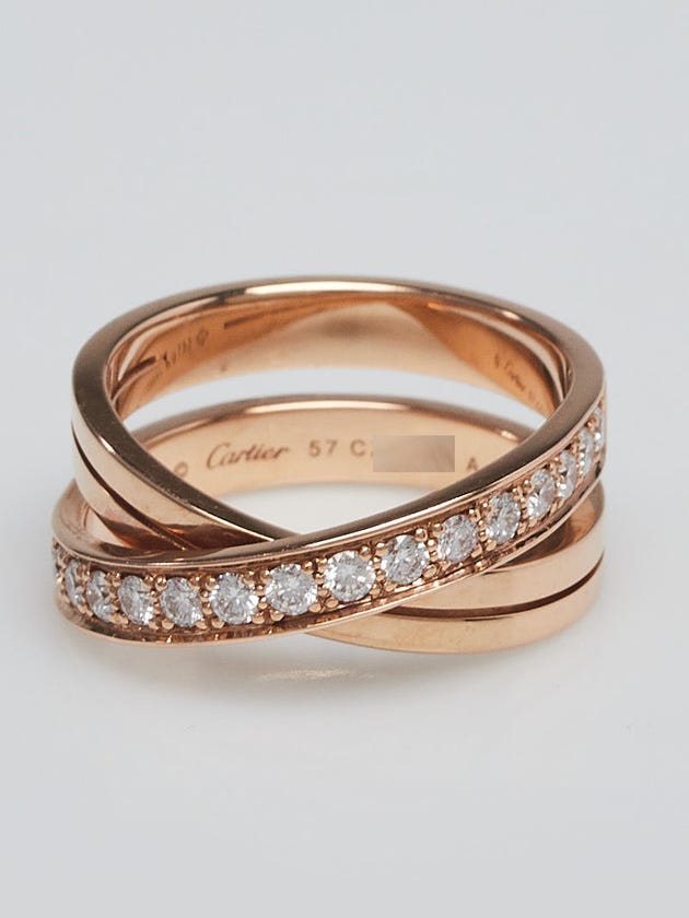 Cartier 18k Pink Gold and Diamond Paris Nouvelle Vague Crossover Ring Size 57/8