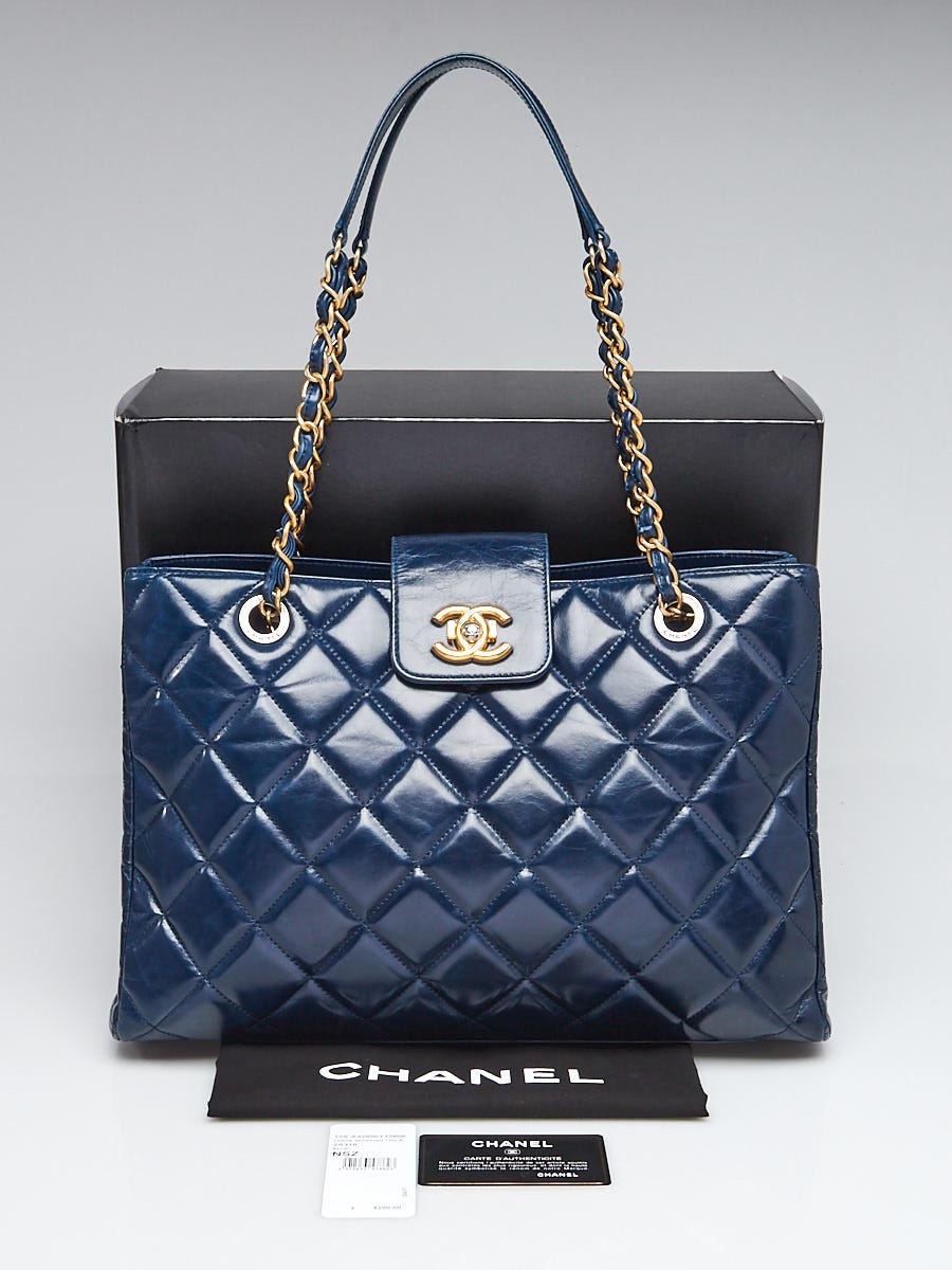 CHANEL, Bags, Chanel Daily Walk Accordion Flap Bag Quilted Glazed Calfskin  Medium Blue