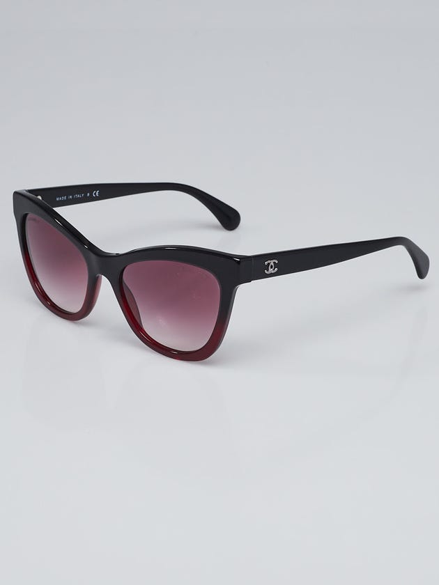 Chanel Black/Red Gradient Acetate Cat Eye Sunglasses - 5350