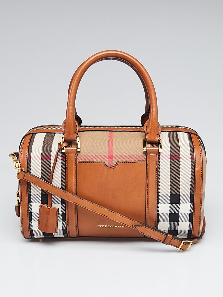 Burberry House Check Canvas Brown Leather Sartorial Bowling  display picture 3