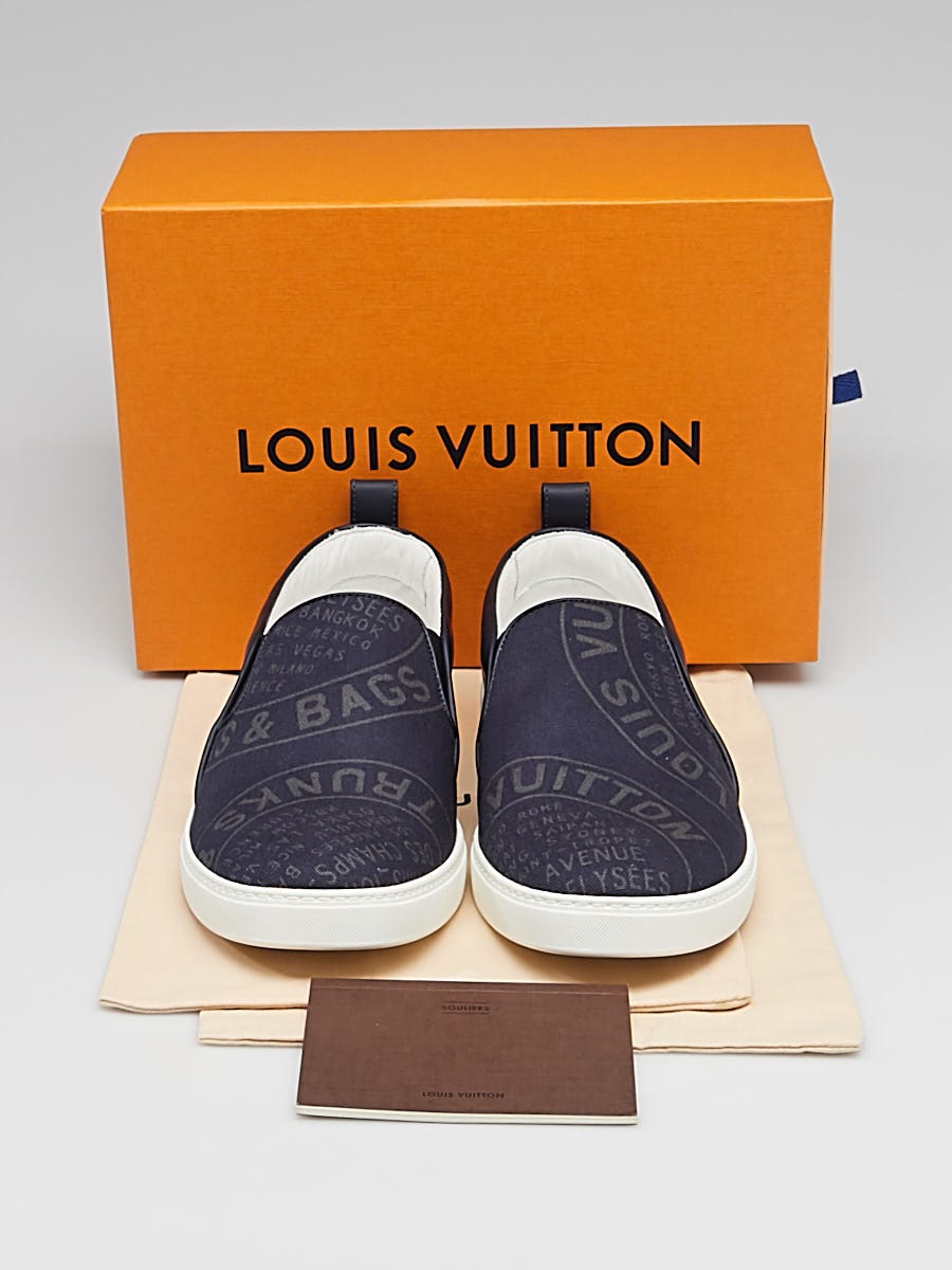 Louis Vuitton Navy Blue Canvas Trunks Passenger Slip On Men's Sneakers Size  12/42.5 - Yoogi's Closet