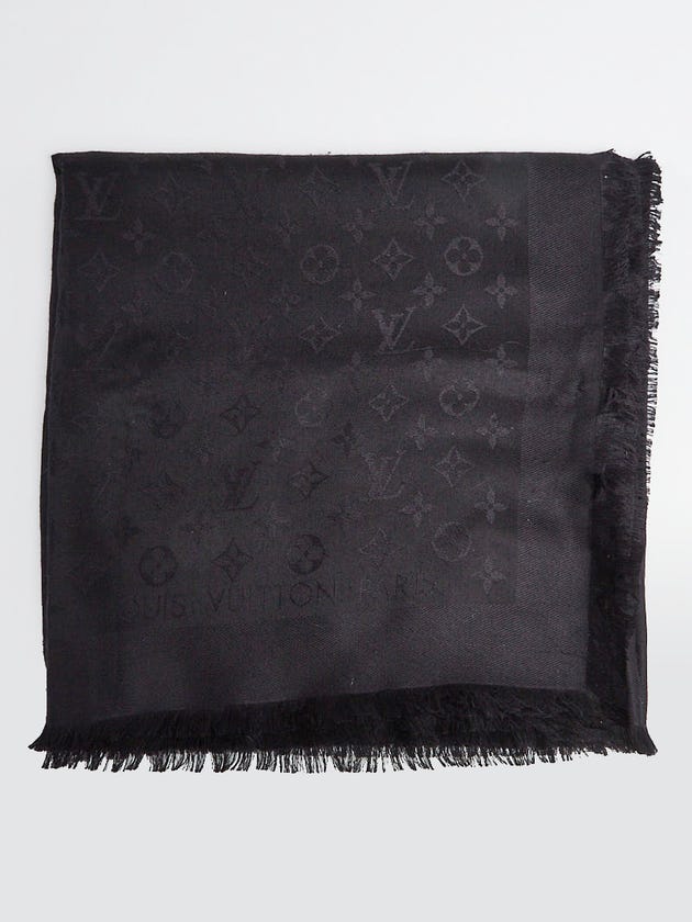 Louis Vuitton Black Monogram Silk/Wool Shawl Scarf