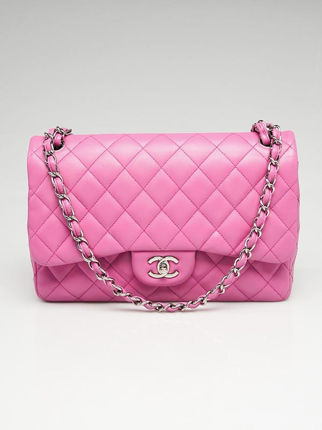 Chanel Purple Quilted Lambskin Leather Classic Jumbo Double Flap Bag