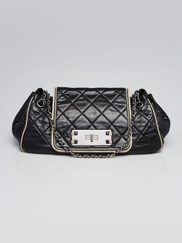 Chanel Black Quilted Lambskin Leather East/West Accordion Flap