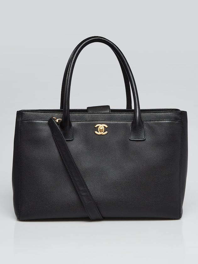 Chanel Black Pebbled Leather Cerf Tote Bag