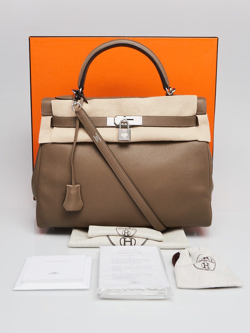 Hermes 32cm Origan Evercolor Leather Palladium Plated Kelly Hermes 32cm Origan Evercolor Leather Palladium Plated Kelly