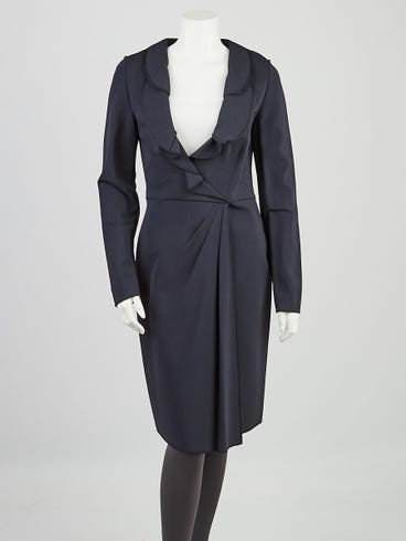 Valentino Blue Viscose/Nylon Blend Ruffle Dress Size 10/44