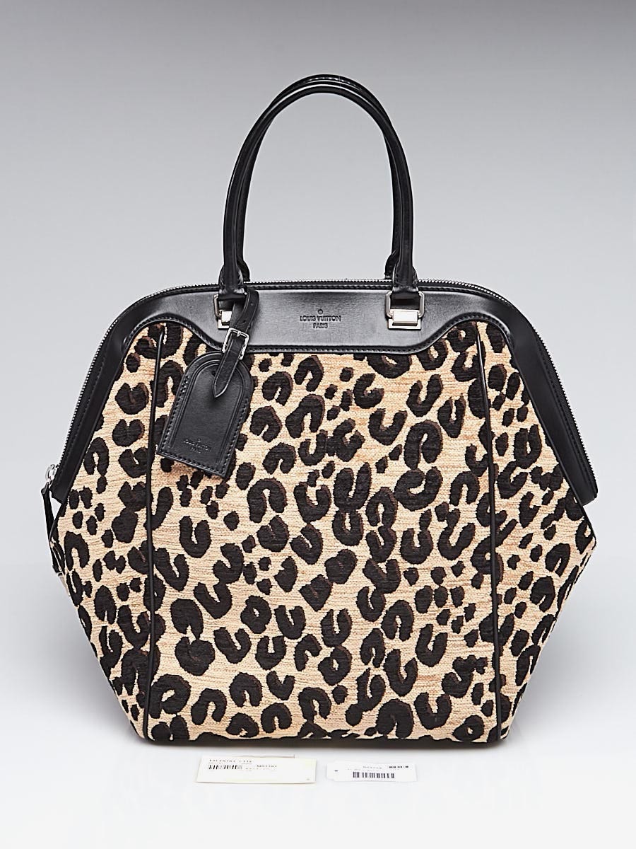 Louis Vuitton Stephen Sprouse Tan and Black Leopard Chenille and Leather North-South Bag Silver Hardware, 2012 (Very Good)