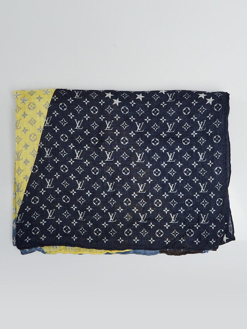 Louis Vuitton Blue/Yellow Monogram Stars Scarf - Yoogi's Closet