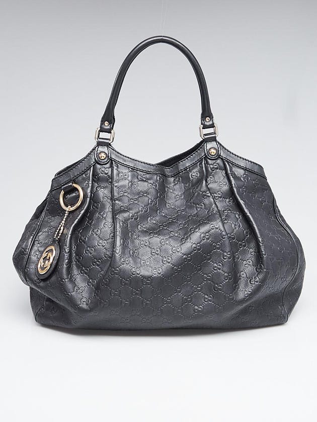 Gucci Black Guccissima Leather Large Sukey Tote Bag