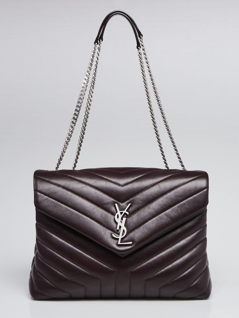 AUTH.YVES SAINT LAURENT Loulou Toy quilted Bordeaux leather shoulder bag