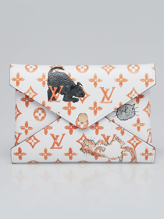 Louis Vuitton Limited Edition Orange/White Catogram Canvas Grace Coddington Kirigami MM Pouch