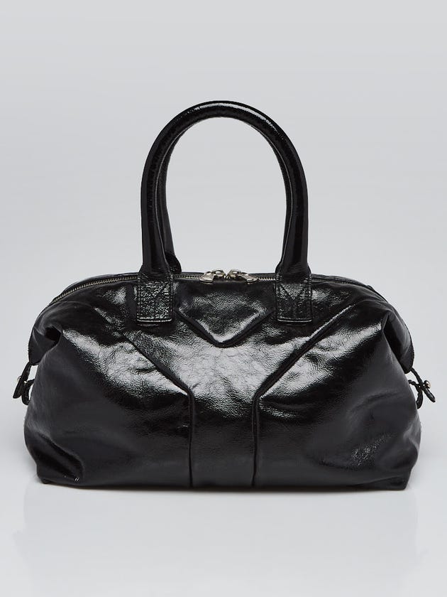 Yves Saint Laurent Black Patent Leather Easy Y Zip Small Tote Bag