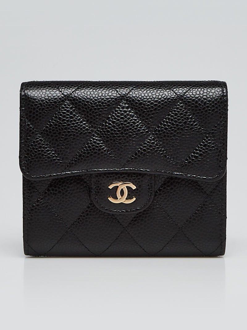 Chanel Black Quilted Caviar Leather Small Compact Flap Wallet - Yoogi's  Closet