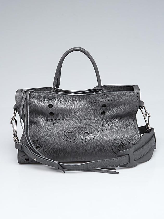 Balenciaga Gray Calfskin Leather Small BlackOut City Bag