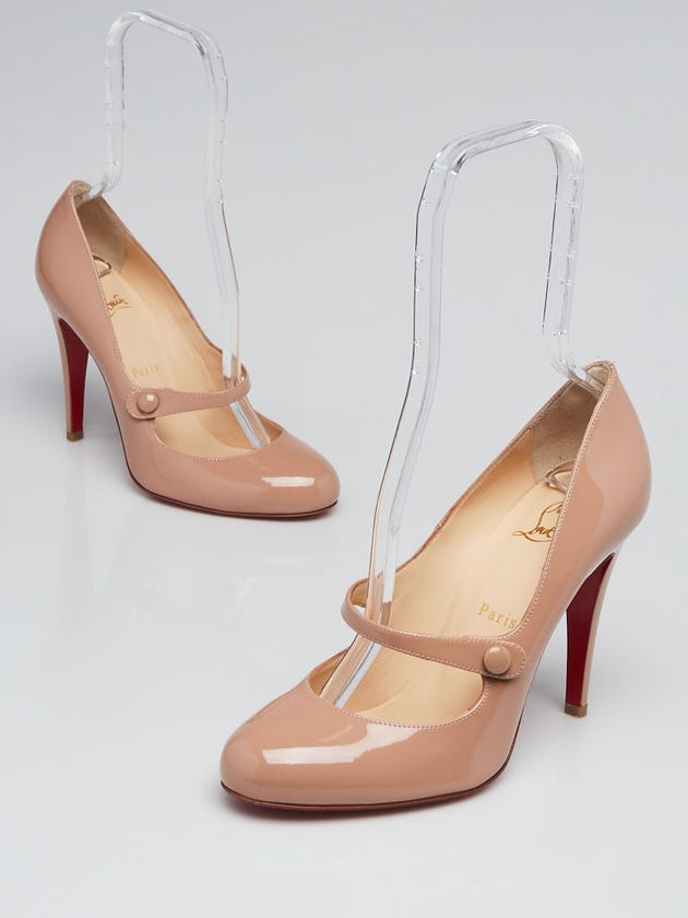 Christian Louboutin Nude Patent Leather Charleen 100 Pumps Size 8/38.5