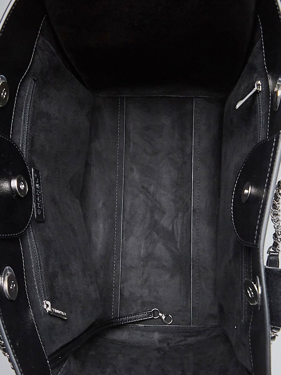 Chanel Black Caviar Leather Studded Large Deauville Tote Bag