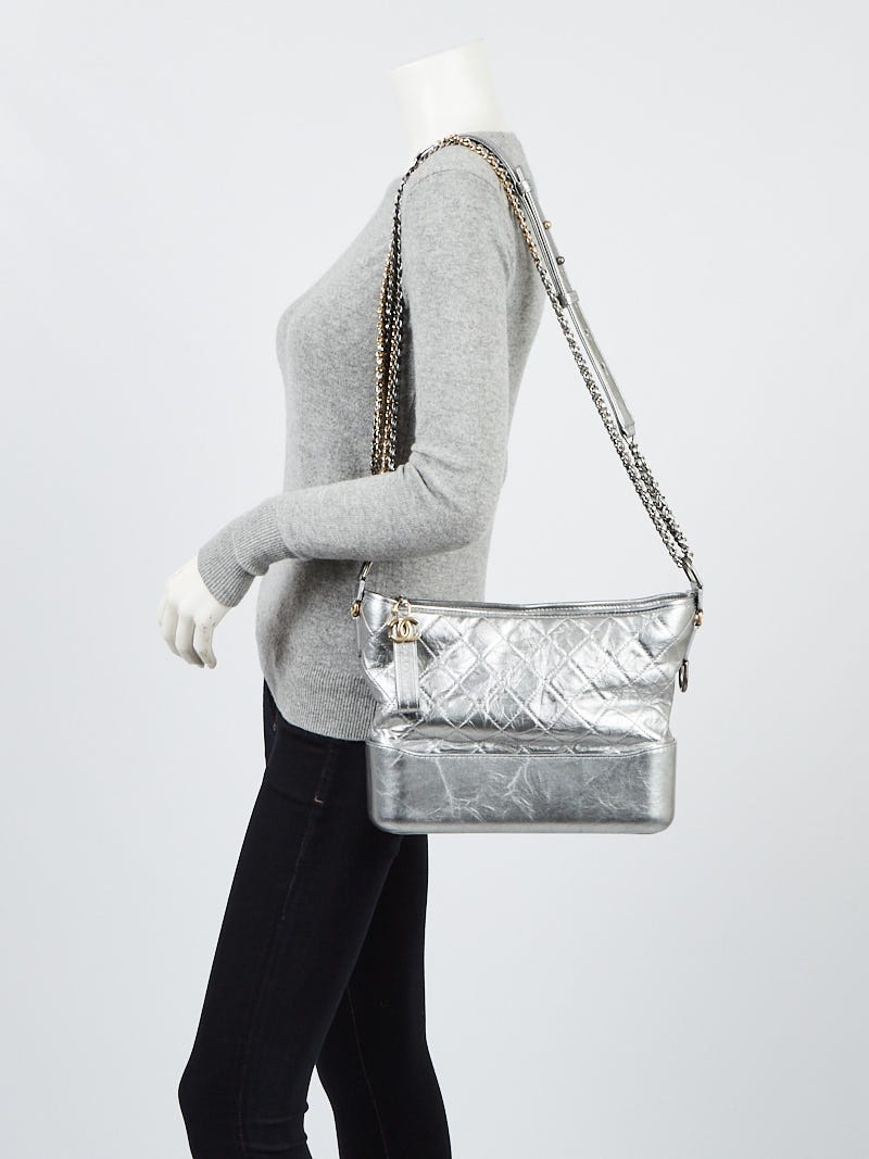 Chanel Silver Quilted Calfskin Leather Gabrielle Medium Hobo Bag - Yoogi's  Closet