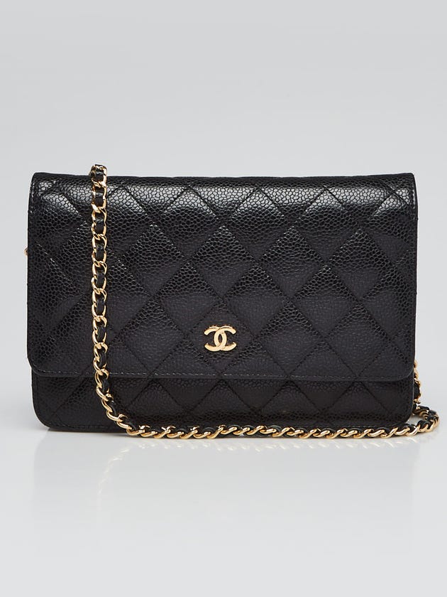 Chanel Black Quilted Caviar Leather Classic WOC Clutch Bag