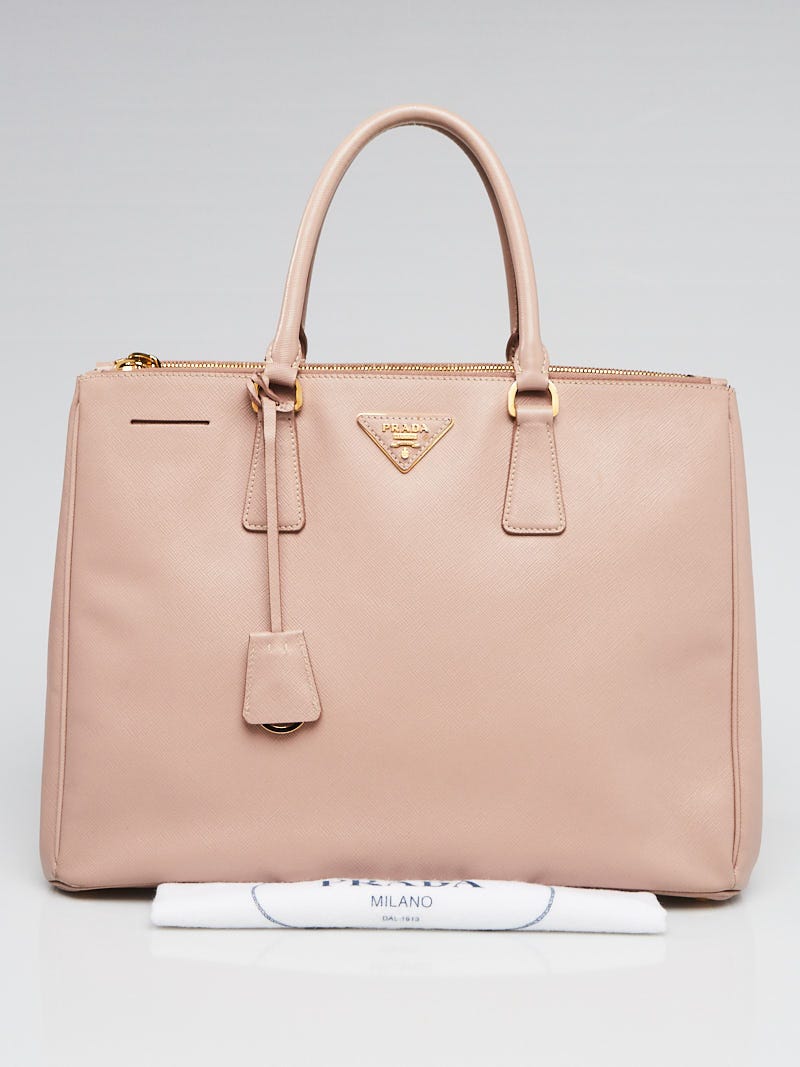 Prada Saffiano Lux Double-Zip Tote Bag, Blush (Cammeo)